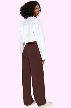 Kadın Yüksek Bel Geniş Paça Pantolon Rahat Kalıp Casual Günlük Kullanım Yaz Aylarının Vazgeçilmezi