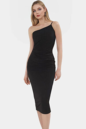 Nefes Alan Örme Midi Elbise Kolsuz Bodycon Kalıp Polyester Elastan Günlük Şıklık Özenle Seçilmiş