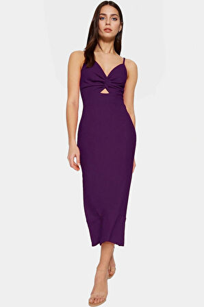 Vücuda Oturan Yazlık Elbise Örme Krep Kumaş Midi Boy Özenle Seçilmiş Profesyonel Görünüm