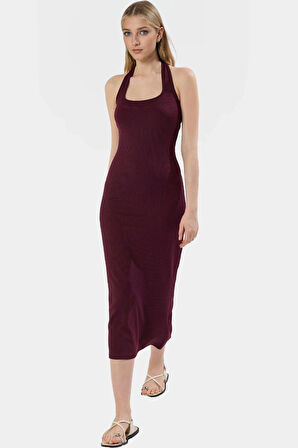 Midi Elbise Esnek Örme Kumaş Bodycon Kalıp Günlük Stil Kaliteli İşçilik Seçkin Malzeme