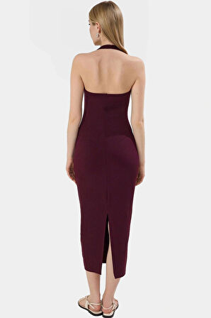 Midi Elbise Esnek Örme Kumaş Bodycon Kalıp Günlük Stil Kaliteli İşçilik Seçkin Malzeme
