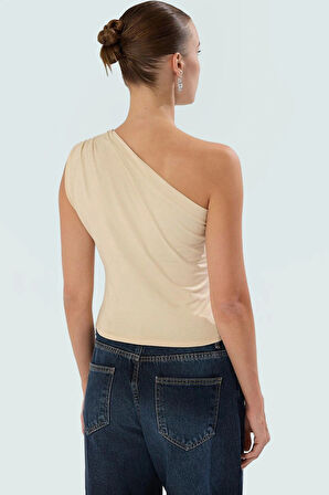 Pamuklu Asimetrik Tek Omuz Bluz Rahat Esnek Yazlık Profesyonel Görünüm Özenle Seçilmiş