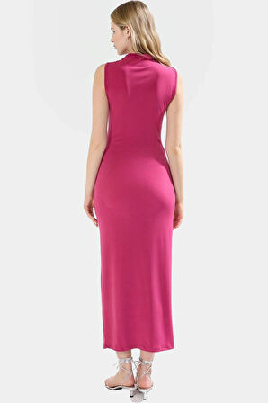 Örme Kumaş Bodycon Maxi Elbise Dik Yaka Günlük Casual Seçkin Malzeme Yüksek Kalite Dayanıklı