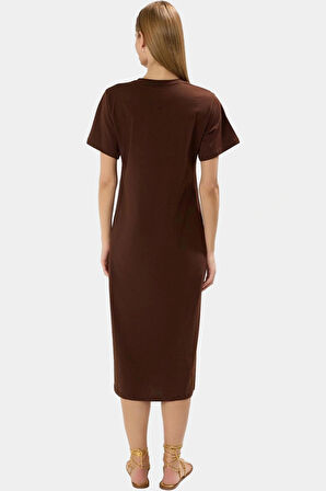 Pamuklu Örme Midi T shirt Elbise Rahat Şık ve Günlük Özel Tasarım Konforlu Kesim Yüksek Kalite