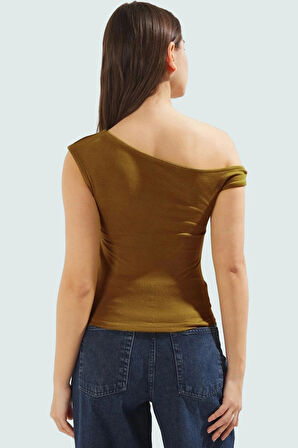 Fitted Viskoz Örme Bluz Asimetrik Yaka Kolsuz Yazlık Yüksek Kalite Kaliteli İşçilik