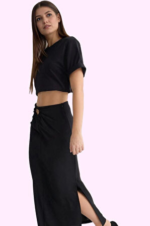 Kadın Balık Siluet Midi Etek Günlük Casual Krep Dokuma Yazlık Hafta Sonu Dayanıklı Malzeme