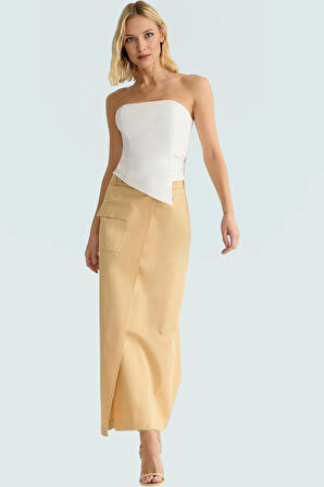 Şık Straplez Bluz Yazlık Polyester Elastan Dokuma Premium Kalite Seçkin Malzeme Mükemmel Uyum