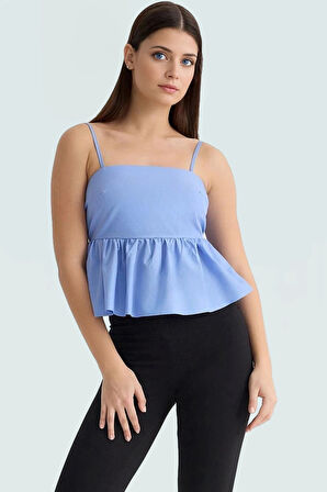 Rahat ve Şık Dacron Crop Bluz Günlük Kombinler İçin Görünüm Mükemmel Uyum Trend Tasarım