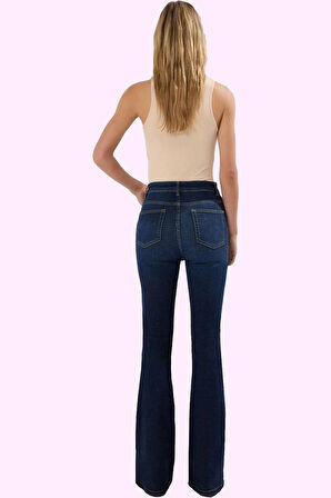 Kadın Denim Flare Pantolon Yüksek Bel Stretch Günlük Kombinler İçin Yaz Aylarının Vazgeçilmezi