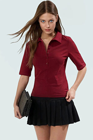 Fitted Kalıp Pamuklu Bluz Truvakar Kol Polo Yaka Yazlık Şık Görünüm Özel Tasarım