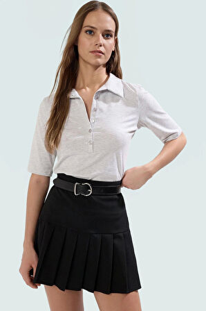 Fitted Kalıp Pamuklu Bluz Truvakar Kol Polo Yaka Yazlık Şık Görünüm Özel Tasarım