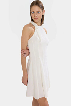 Mini Elbise Rahat Kesim Astarlı Dokuma Yazlık Özenle Seçilmiş Özel Tasarım