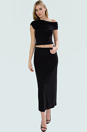 Ekose Desenli Örme Midi Elbise Takım Rahat Şık ve Çok Yönlü Premium Kalite Dayanıklı Malzeme