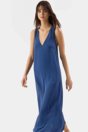 Yazlık Günlük Maxi Elbise Rahat Şık Polyester Dokuma V Yaka Uzun Ömürlü Seçkin Malzeme