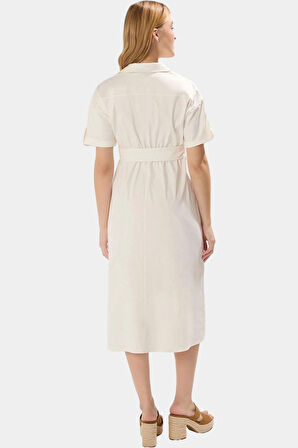 Yazlık Midi Elbise Rahat A Kesim Dokuma Kumaş Casual Stil Modern Dayanıklı Malzeme