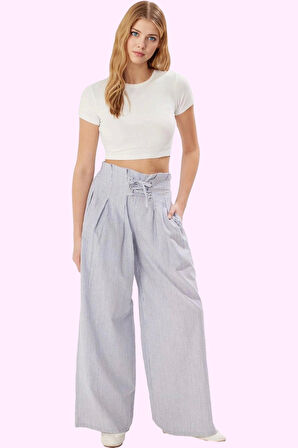 Kadın Pamuk Yüksek Bel Wide Leg Pantolon Rahat ve Şık Günlük Stil Yaz Aylarının Vazgeçilmezi