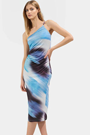 Nefes Alan Örme Midi Elbise Kolsuz Bodycon Kalıp Polyester Elastan Günlük Şıklık Özenle Seçilmiş