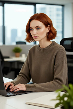 Kadın Oversize Bisiklet Yaka Triko Kazak Düşük Kollu Kış Mevsimi Rahatlığını Sunan Günlük Şıklık