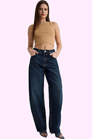 Kadın Pamuklu Denim Jean Pantolon Geniş Paça Günlük Kombinler Hafta Sonu Dayanıklı Malzeme