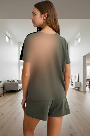 Rahat Yazlık Pijama Takımı Pamuklu Örme Renk Kalp Detaylı 2’li Günlük Kullanım İçin