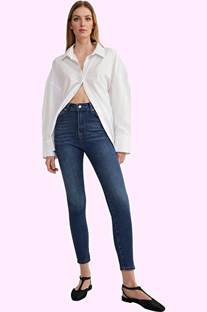 Kadın Skinny Jean Yüksek Bel Stretch Dokuma Günlük Ve İş Hayatı Yaz Aylarının Vazgeçilmezi