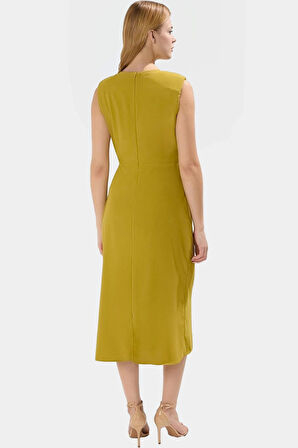 A line Kesim Kolsuz Midi Elbise Yazlık Dokuma Kumaştan Kaliteli İşçilik Şık Görünüm