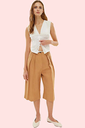 Kadın Düz Desenli Brode Dokuma Crop Gömlek Pamuk Yaz Günlük Kombinler Stilin Buluştuğu Yer