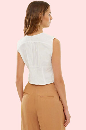 Kadın Düz Desenli Brode Dokuma Crop Gömlek Pamuk Yaz Günlük Kombinler Stilin Buluştuğu Yer