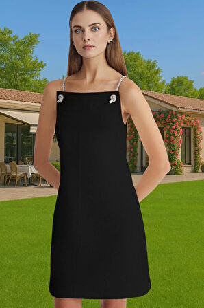 Şık Mini Abiye Elbise A Line Kalıp Taş Detaylı Polyester Yazlık Mükemmel Uyum Seçkin Malzeme