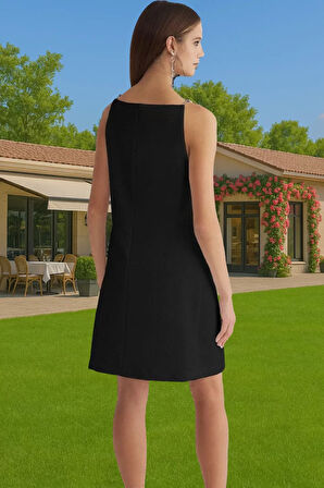 Şık Mini Abiye Elbise A Line Kalıp Taş Detaylı Polyester Yazlık Mükemmel Uyum Seçkin Malzeme