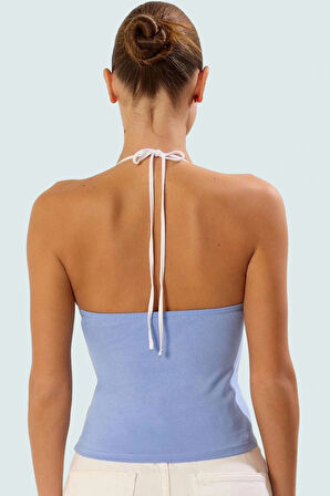 Cool & Comfort Örme Bluz Fitted Kalıp Havuz Yaka İnce Askılı Özenle Seçilmiş