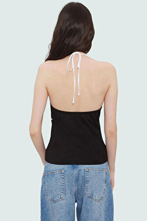 Cool & Comfort Örme Bluz Fitted Kalıp Havuz Yaka İnce Askılı Özenle Seçilmiş