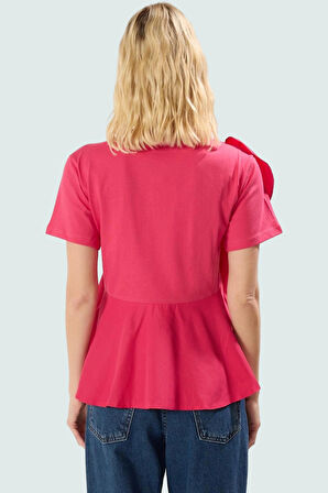 Yazlık Kısa Kollu Pamuklu Bluz Regular Kalıp Bisiklet Yaka Özel Tasarım Modern Stil Rahat Kullanım