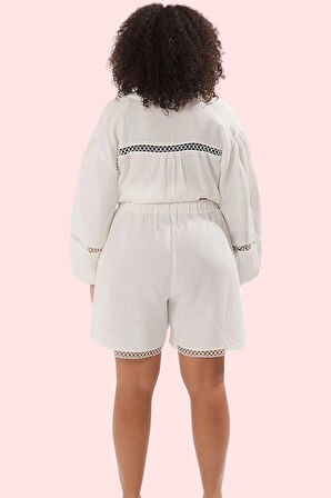 Kadın Pamuklu Dokuma Şort Yüksek Bel Rahat Yazlık Plaj Günlük Kullanım Yaz Aylarının Vazgeçilmezi