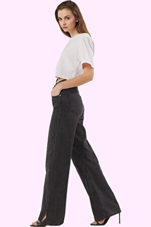Kadın Denim Yüksek Bel Wide Leg Pantolon Pamuk Günlük Ve İş Hayatı Yaz Aylarının Vazgeçilmezi