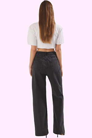 Kadın Denim Yüksek Bel Wide Leg Pantolon Pamuk Günlük Ve İş Hayatı Yaz Aylarının Vazgeçilmezi