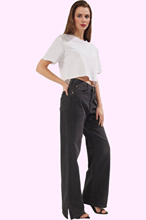 Kadın Denim Yüksek Bel Wide Leg Pantolon Pamuk Günlük Ve İş Hayatı Yaz Aylarının Vazgeçilmezi