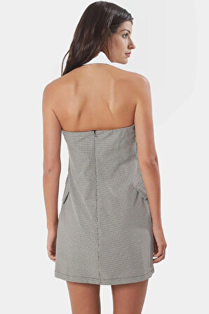 Kısa Kolsuz Ekose Ceket Elbise Polyester Dokuma Kumaş Yazlık Yüksek Kalite Rahat Ve Şık