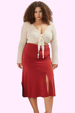 Büyük Beden Kadın Etek; Yüksek Bel A line Midi Boy Günlük Şıklık Yaz Aylarının Vazgeçilmezi