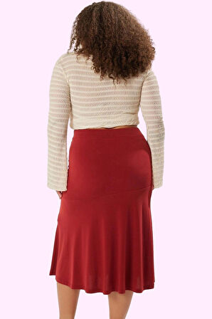 Büyük Beden Kadın Etek; Yüksek Bel A line Midi Boy Günlük Şıklık Yaz Aylarının Vazgeçilmezi