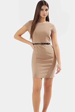 Yazlık Mini Elbise Bodycon Kemer Detaylı Dokuma Kumaş Modern Stil Premium Kalite