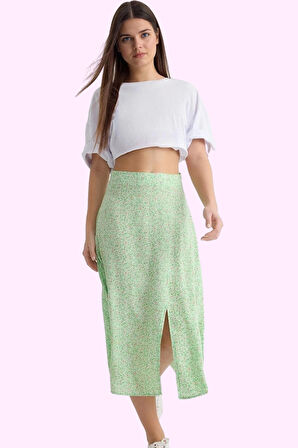 Kadın Viskoz Midi Boy A line Etek Casual Günlük Yaz Kullanımı İçin Yüksek Bel Modern Tasarım