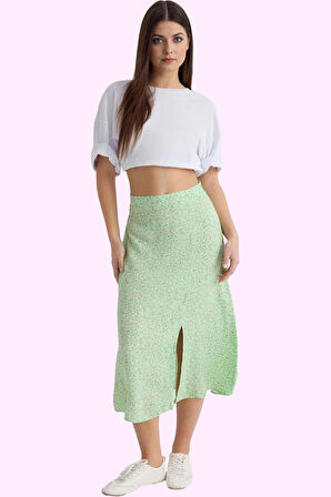 Kadın Viskoz Midi Boy A line Etek Casual Günlük Yaz Kullanımı İçin Yüksek Bel Modern Tasarım