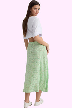 Kadın Viskoz Midi Boy A line Etek Casual Günlük Yaz Kullanımı İçin Yüksek Bel Modern Tasarım
