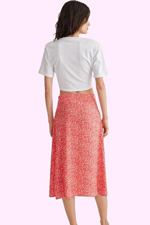 Kadın Viskoz Midi Boy A line Etek Casual Günlük Yaz Kullanımı İçin Yüksek Bel Modern Tasarım