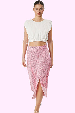 Kadın Viskoz Midi Boy A line Etek Casual Günlük Yaz Kullanımı İçin Yüksek Bel Modern Tasarım