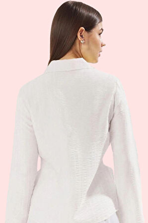 Kadın Uzun Kollu Gömlek Viskoz Karışımlı Düz Desen Basic Kalıp Günlük Yaz Aylarının Vazgeçilmezi