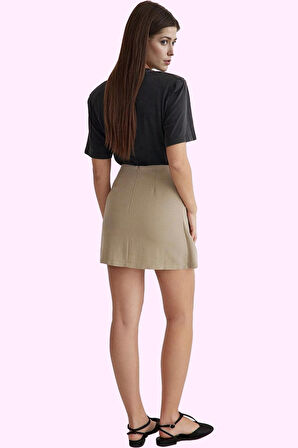 Kadın Sarong Mini Etek Keten Görünümlü Dokuma Kumaş Günlük Kullanım Yaz Aylarının Vazgeçilmezi