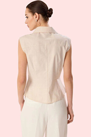 Kadın Çizgili Pamuk Gömlek Basic Siluet Rahat Günlük Kullanım Hafta Sonu Dayanıklı Malzeme