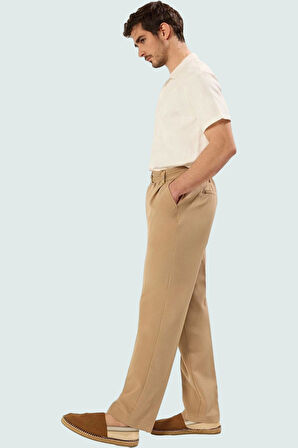 Erkek Casual Dokuma Pantolon; Renk Regular Boy Geniş Paça Finike Yaz Aylarının Vazgeçilmezi